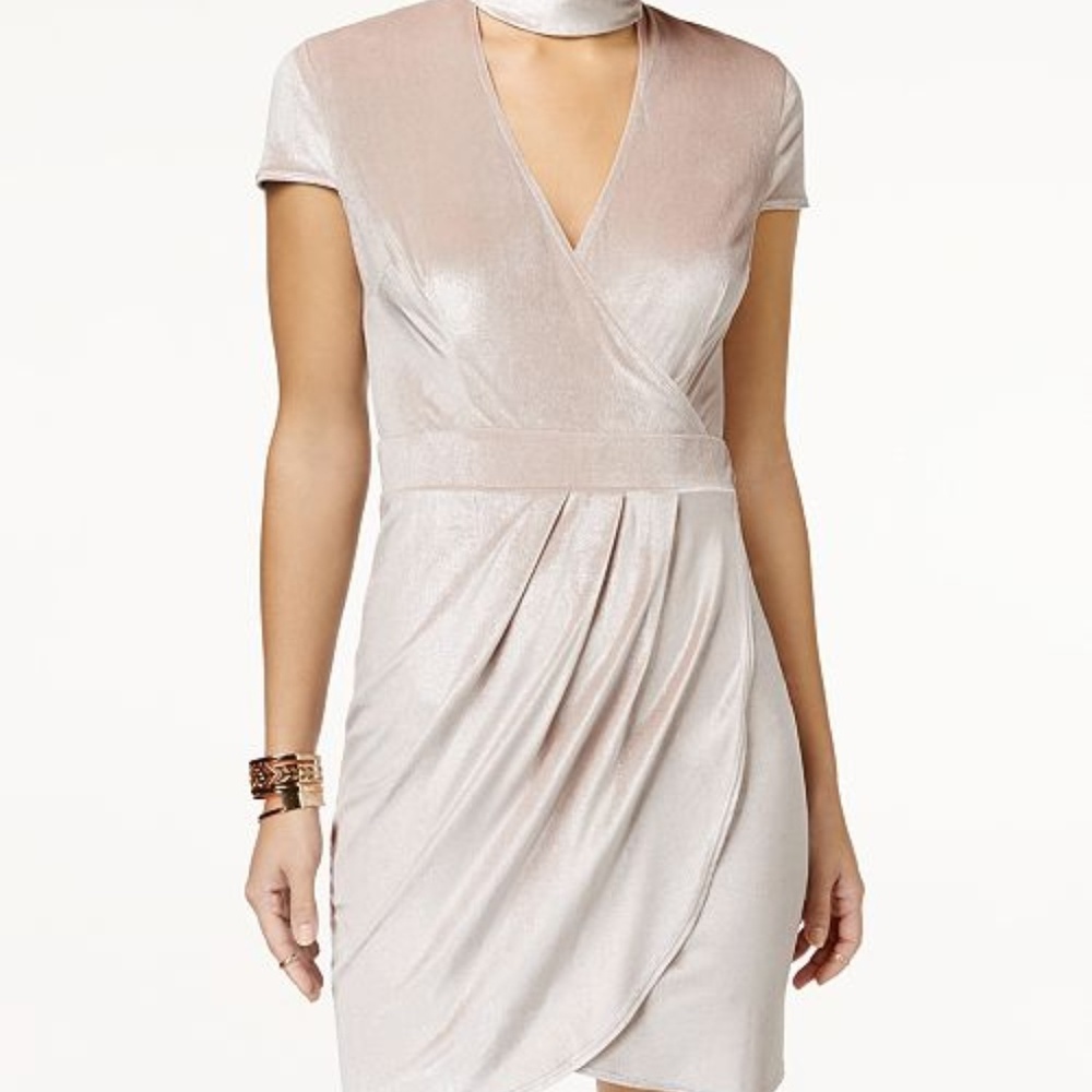 B Darlin Juniors' Velvet Faux-Wrap Choker Dress 0